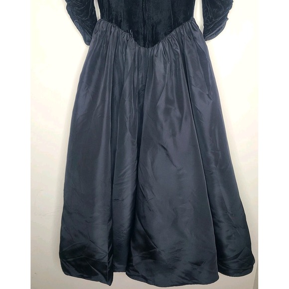 Vintage 80s Gunne Sax Dress Black Jessica McClintock Velvet Taffeta USA Size‎ 3 - Picture 6 of 7